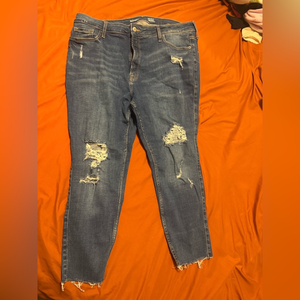 Old Navy Distressed Rockstar Super Skinny Extra Highrise Jeans - 16P